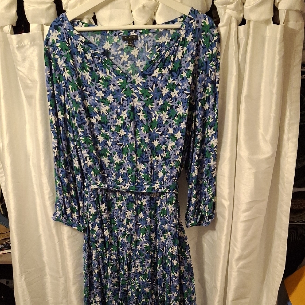 Talbots Blue and White Floral Dress 16 🩷🩷🩷🩷